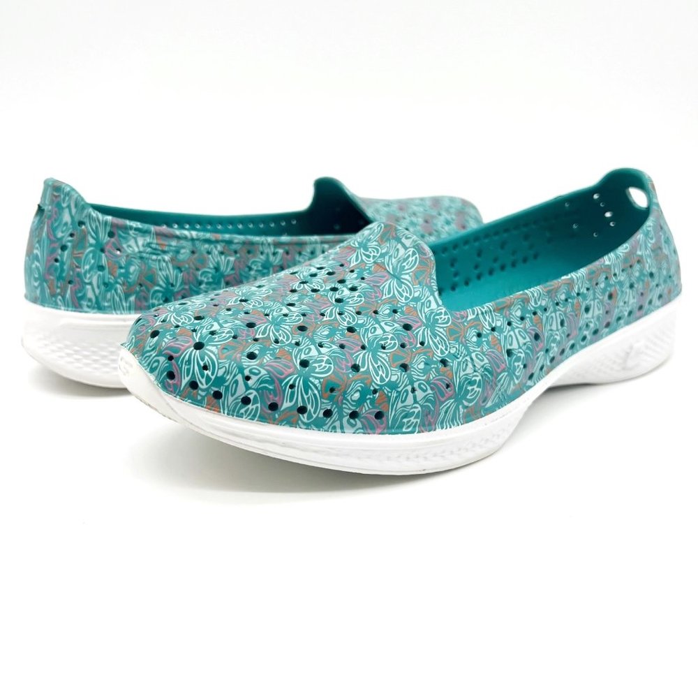 Skechers H2GO Water Shoes Teal Floral Pattern Women's 8.5